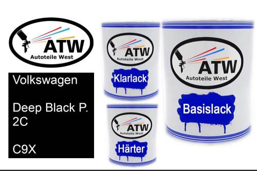 Volkswagen, Deep Black P. 2C, C9X: 1L Lackdose + 1L Klarlack + 500ml Härter - Set, von ATW Autoteile West.